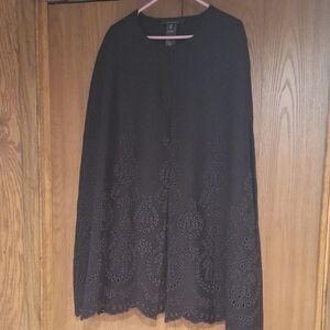 White House Black Market Elegant Black Eyelet Cape